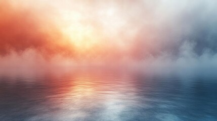 Wall Mural - Dramatic Sunset over Misty Water: A Serene and Evocative Landscape