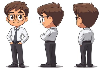 Wall Mural - Smiling Business Boy Vector Illustration