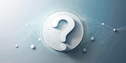 Leinwandbilder - Abstract question mark in circular design, surrounded by a complex network of nodes and lines representing uncertainty and interconnectedness.