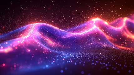 Poster - Dynamic color waves perform a dance in a digital space, an abstract graphic design set in a futuristic environment, offering a vibrant view
