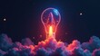 © YEEKAZAR - Rocket Launching from Light Bulb - Innovation and Startup Concept
