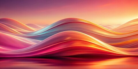 Wall Mural - Abstract Minimalist Wave Painting: Soft Orange Pink Fluid Art Background