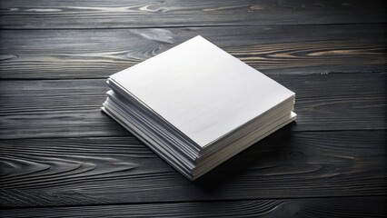 Aufkleber - Stack of Blank Paper Sheets on Dark Wooden Surface