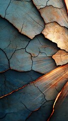 Poster - Radiant light beams breaking through cracked surface abstract art vibrant colors textured environment close-up view