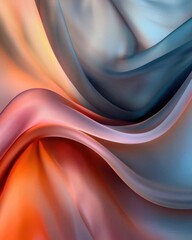 Poster - Flowing silklike textures glowing in soft colors abstract art digital design contemporary space aesthetic perspective