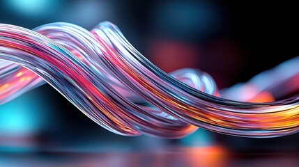 Poster - Tangled glowing wires twisting in abstract art studio digital modern environment close-up visual impact