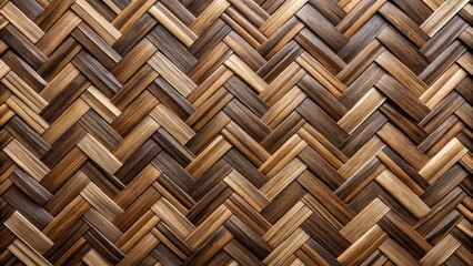 Aufkleber - Intricate Woven Wood Pattern A Detailed Texture of Intertwined Strips in Brown Hues