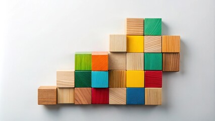 Aufkleber - Colorful Wooden Blocks Arranged in an Ascending Pattern