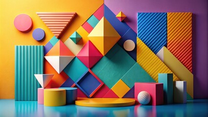 Leinwandbilder - Vibrant Geometric Shapes Abstract Composition Featuring Bold Colors and Modern Design Elements
