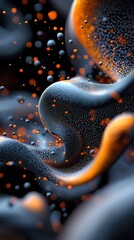 Poster - Chaotic explosion of glowing particles in abstract environment digital art colorful background close-up view