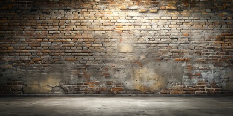 Aufkleber - Grungy Brick Wall Background with Concrete Floor, Ideal for Textured Designs