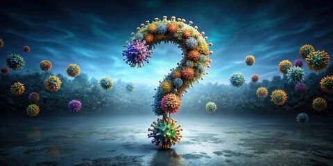 Poster - Uncertain Future Microscopic Organisms Forming a Question Mark in a Mysterious Environment