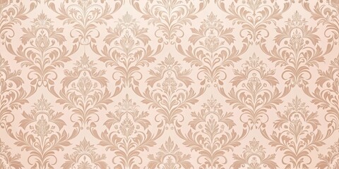 Poster - Elegant Damask Pattern, a Repeating Design of Intricate Floral Motifs in a Soft Peach Hue