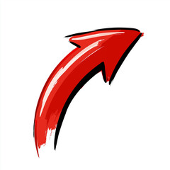Poster - Red painted arrow pointing up and right symbolizing growth