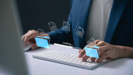 Leinwandbilder - Digital File Management and Data Transfer Tools. Discover Cloud Based Solutions for Secure Uploads, Backups, and Collaboration in Modern Business Environments.