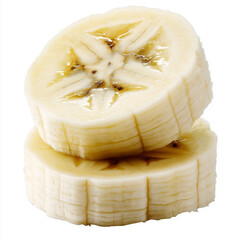 Aufkleber - Two banana slices stacked on white background showing core