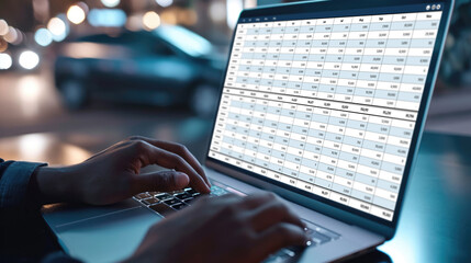 Accounting software on computer screen showing financial statement spreadsheets and account balance of corporate business offer accountant a fine calculation accounting brisk