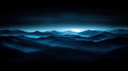 Wall Mural - Serene Blue Mountain Landscape at Dusk with Ethereal Atmosphere