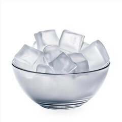 Poster - Glass bowl full of ice cubes on white background