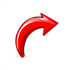 Poster - Red glossy 3d arrow pointing right and bending upwards