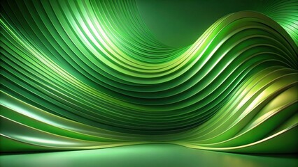 Poster - Abstract Green Waveform Background Design with Smooth Curves and Subtle Lighting