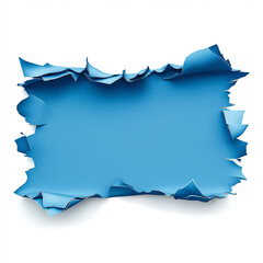 Poster - Torn blue paper creating a frame on white background