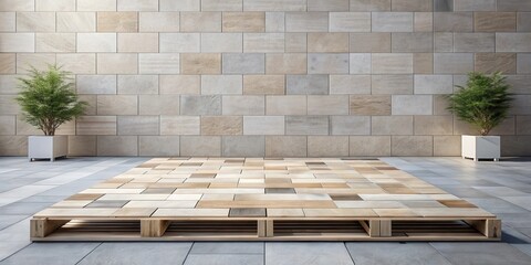 Poster - Elevated Modular Patio Design with Neutral Stone Wall