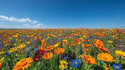 Poster - Field of colorful flowers.