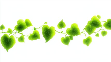 Wall Mural - Fresh Green Ivy Leaves Border Design on White Background