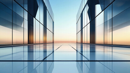 Aufkleber - Modern glass skyscrapers reflecting vibrant sunset colors