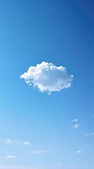 a wide-open blue sky with a solitary white puffy cloud drifting lazily by, happy sky, clear blue ski