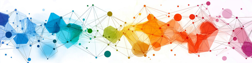 Aufkleber - Colorful abstract geometric network connecting dots and lines