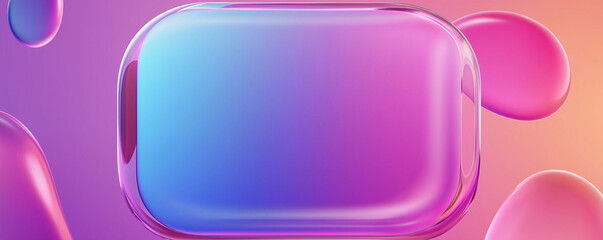 Aufkleber - Empty rounded rectangle frame showing gradient colors with floating bubbles