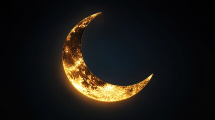 Wall Mural - glowing crescent moon against dark night sky with stars