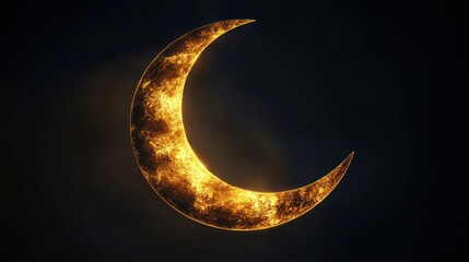 Wall Mural - glowing crescent moon illuminating dark night sky background