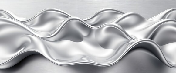 Aufkleber - Abstract silver waves flowing smoothly over metallic background modern design concepts