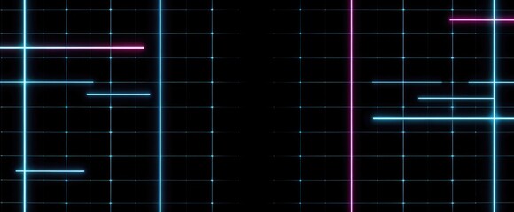 Poster - Abstract neon grid background with glowing lines modern tech designs