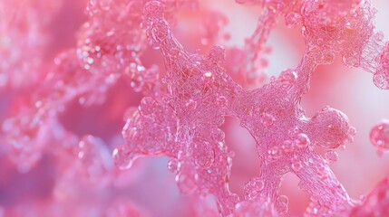 Poster - Close-up view of interconnected molecules with a pink hue