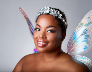 Black transgender person in a fairy outfit