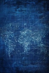 Poster - Global data center network map blueprint style digital visualization technology abstract design perspective