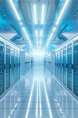 Poster - Cutting-edge data center design modern facility high-tech environment sleek server racks futuristic viewpoint