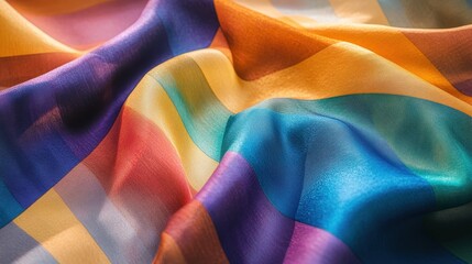 Poster - A colorful piece of fabric with a rainbow pattern