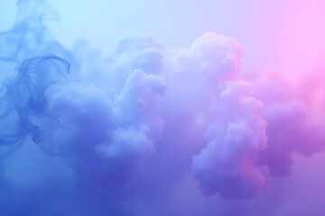 Wall Mural - a banner with soft, swirling smoke in gradient tones of blue, purple, and pink, creating an ethereal