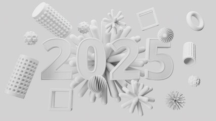 Poster - Black and white, monochrome loop animation of 2025 title in modern minimal style.