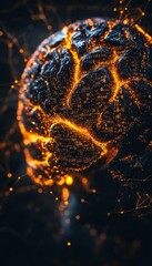 Wall Mural - burning planet. shattered glowing. on fire object exploding in space. high resolution