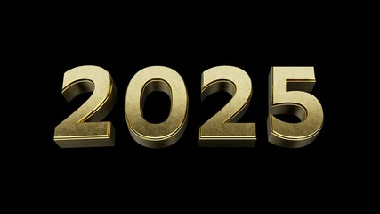 Poster - 2025 title with luma mask. Loop rotation. Gold material.
