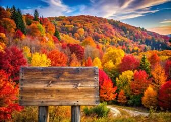 Wall Mural - Black Friday Sale Landscape: Rustic Autumn Scene with Blank Sign for Pricing