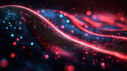 Aufkleber - Dynamic abstract art of glowing data streams with vibrant colors and patterns