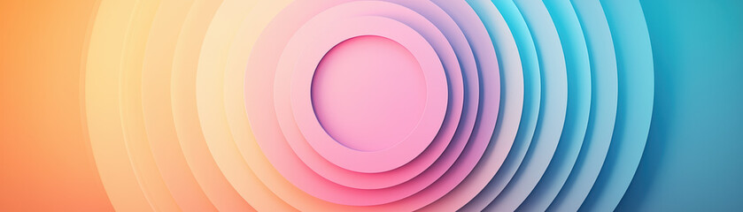 Poster - Soft circular patterns merging into each other create harmonious gradient of colors, transitioning from warm to cool tones, evoking sense of calm and creativity
