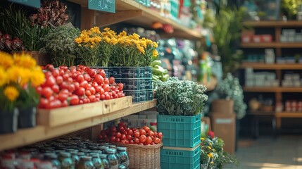 Canvas Print - Vibrant produce stand at a farmers market